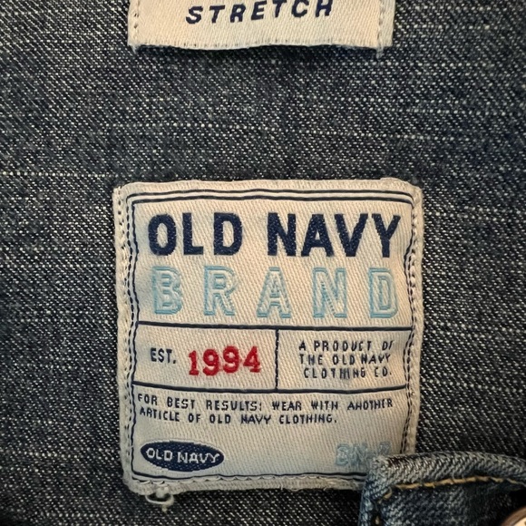 Old Navy Medium Dark Wash Jean Jacket Front Chest Pockets Silver Buttons Sz M/L - Picture 6 of 6